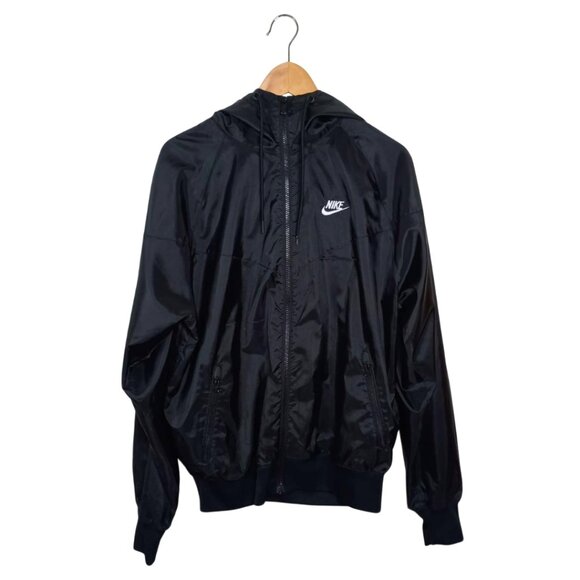 Nike Black Windrunner Hooded Jacket – Lightweight Zip-Up Windbreaker, Size S (Me - Picture 1 of 11